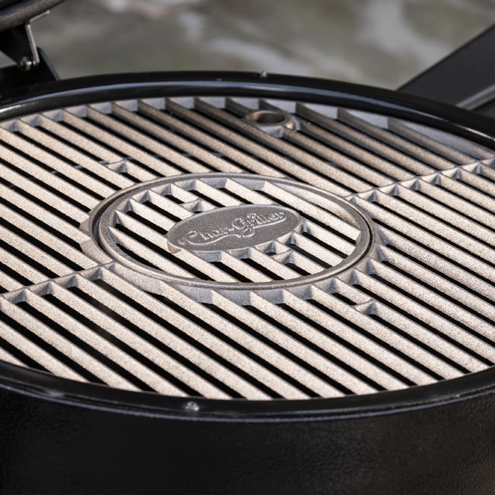 Char-Griller AKORN Jr. Portable Kamado Charcoal Grill and Smoker, Triple-Wall Insulated Steel with Cast Iron Grates and Locking Lid, 155 Sq. In. Cooking Area, Ash