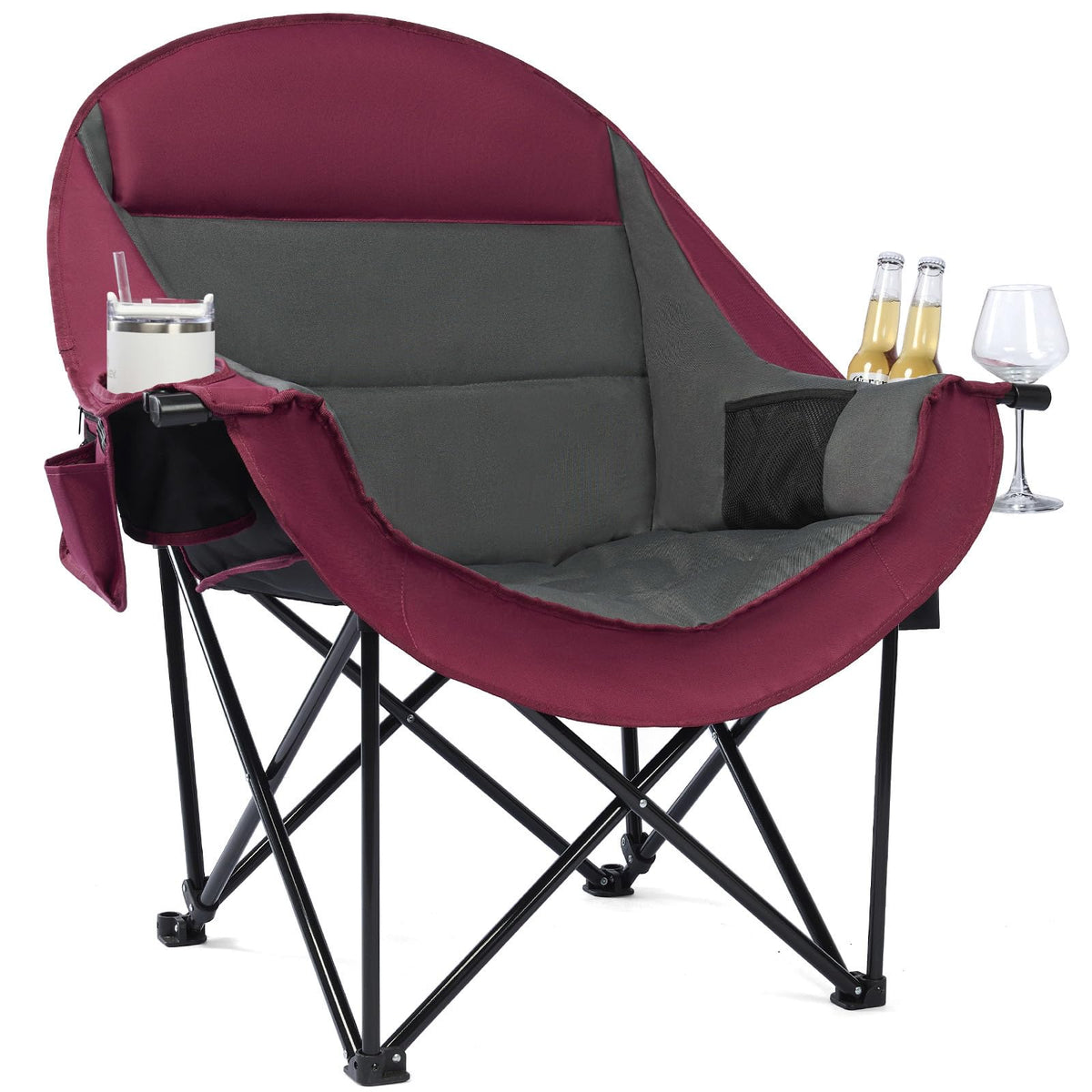 Heated Oversized Camping Chair - Heavy Duty Padded Comfy Warm Outdoor Chair