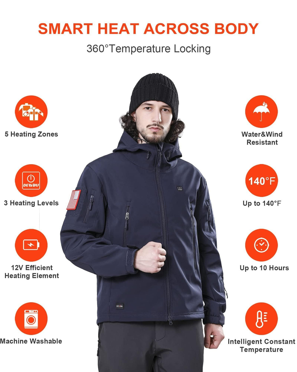 DEWBU Heated Jacket for Men with 12V Battery Pack