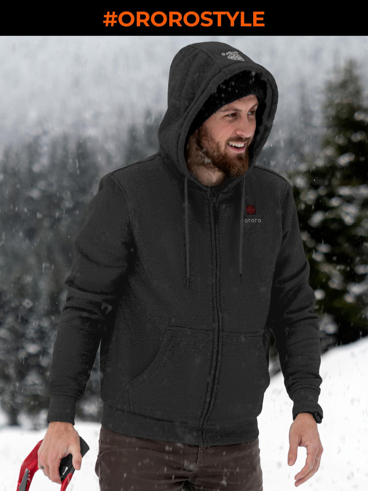 ORORO Unisex Heated Hoodie with Battery, 4-Zone Heating Fleece Hoodie