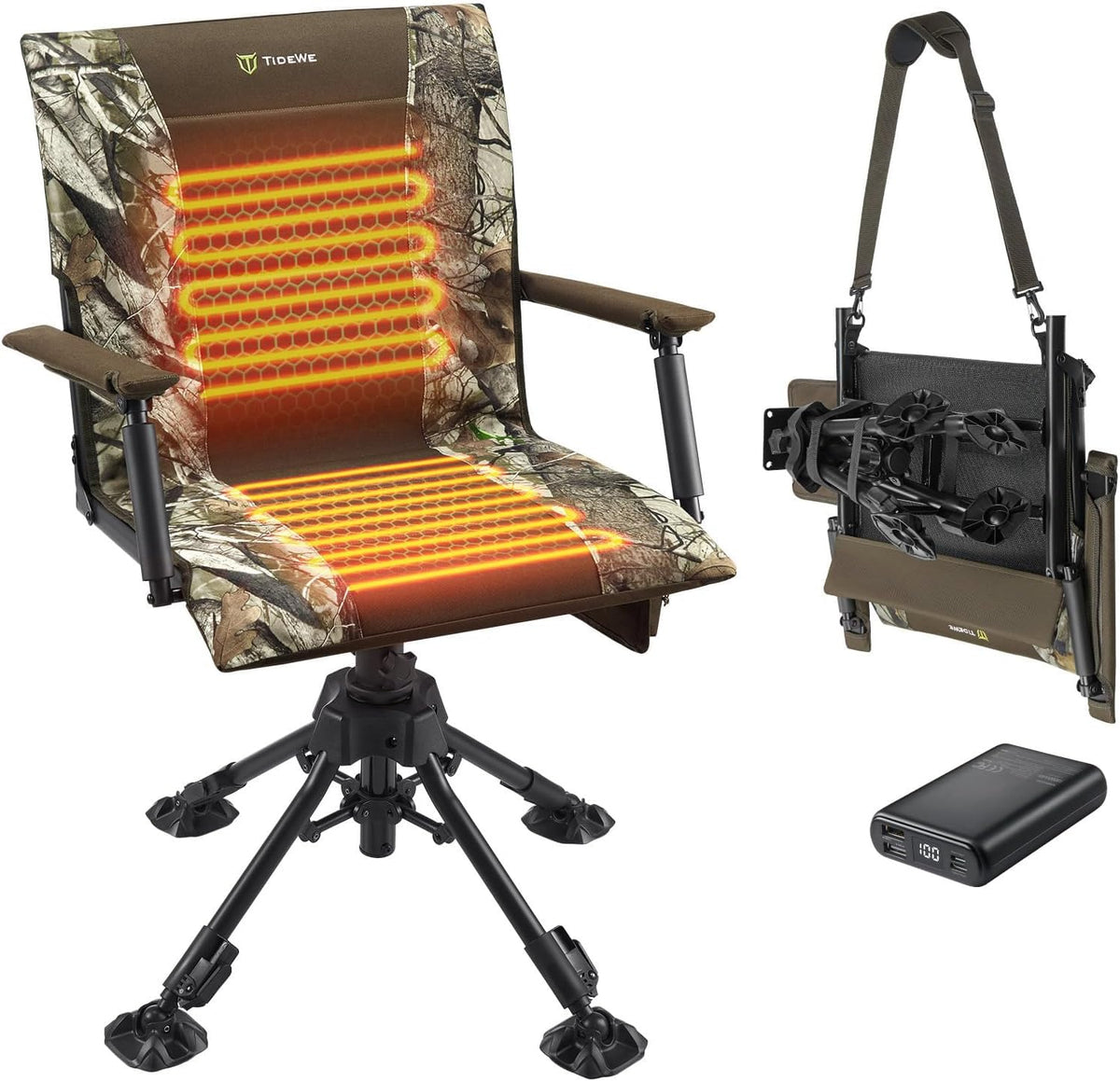 TIDEWE Hunting Chair with Seat Cover, 360° Silent Swivel Seat