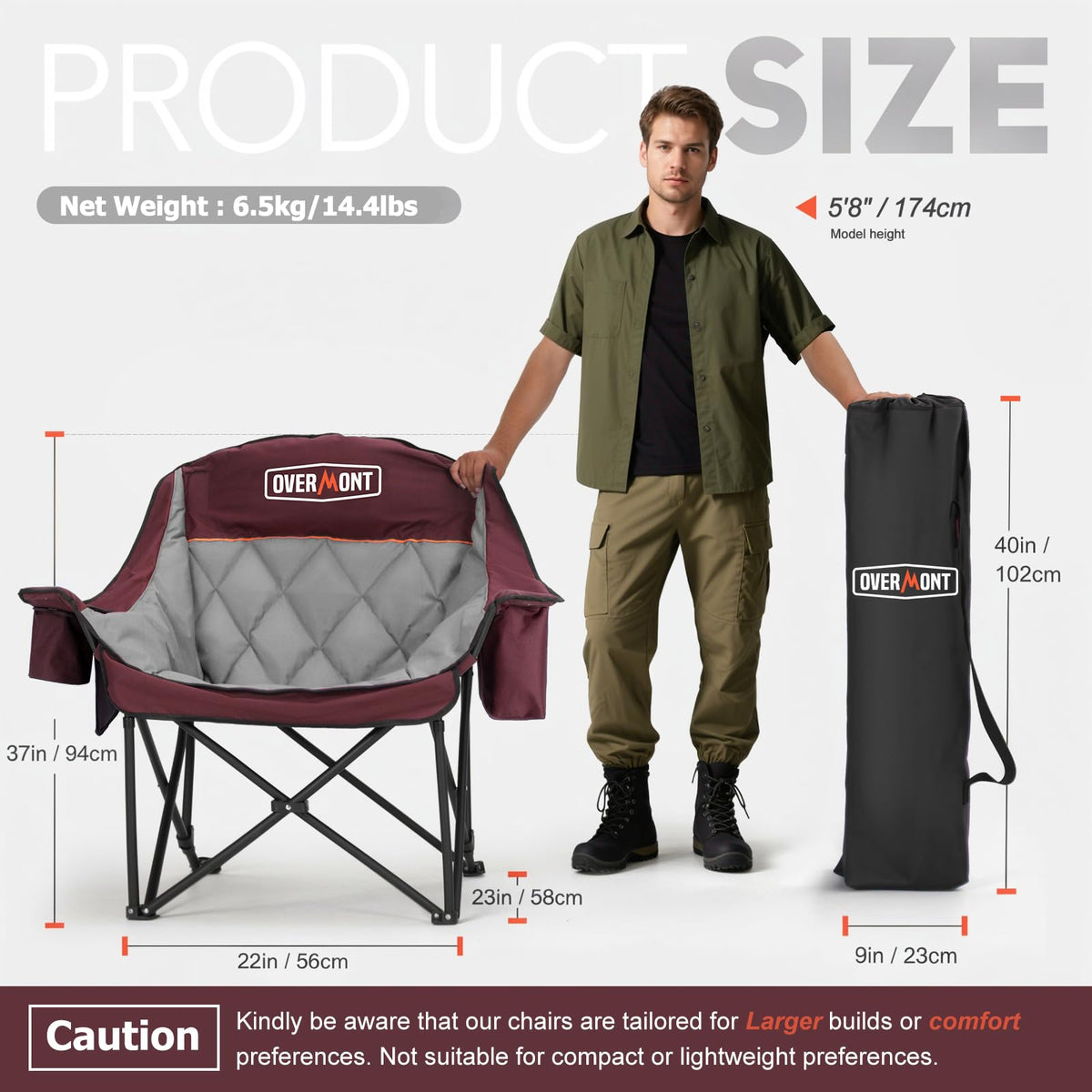 Overmont Oversized XL Camping Chair for Adults 500 lb Support