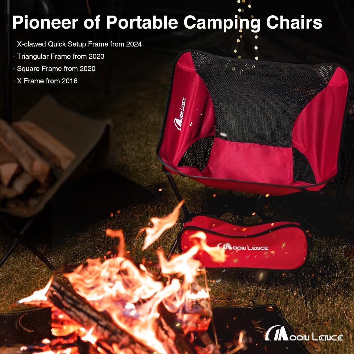 MOON LENCE Camping Chair Portable Backpacking Chair - The 4th Generation Ultralight Folding Chair - Compact, Lightweight Foldable Chairs for Hiking Mountaineering Beach (Green)