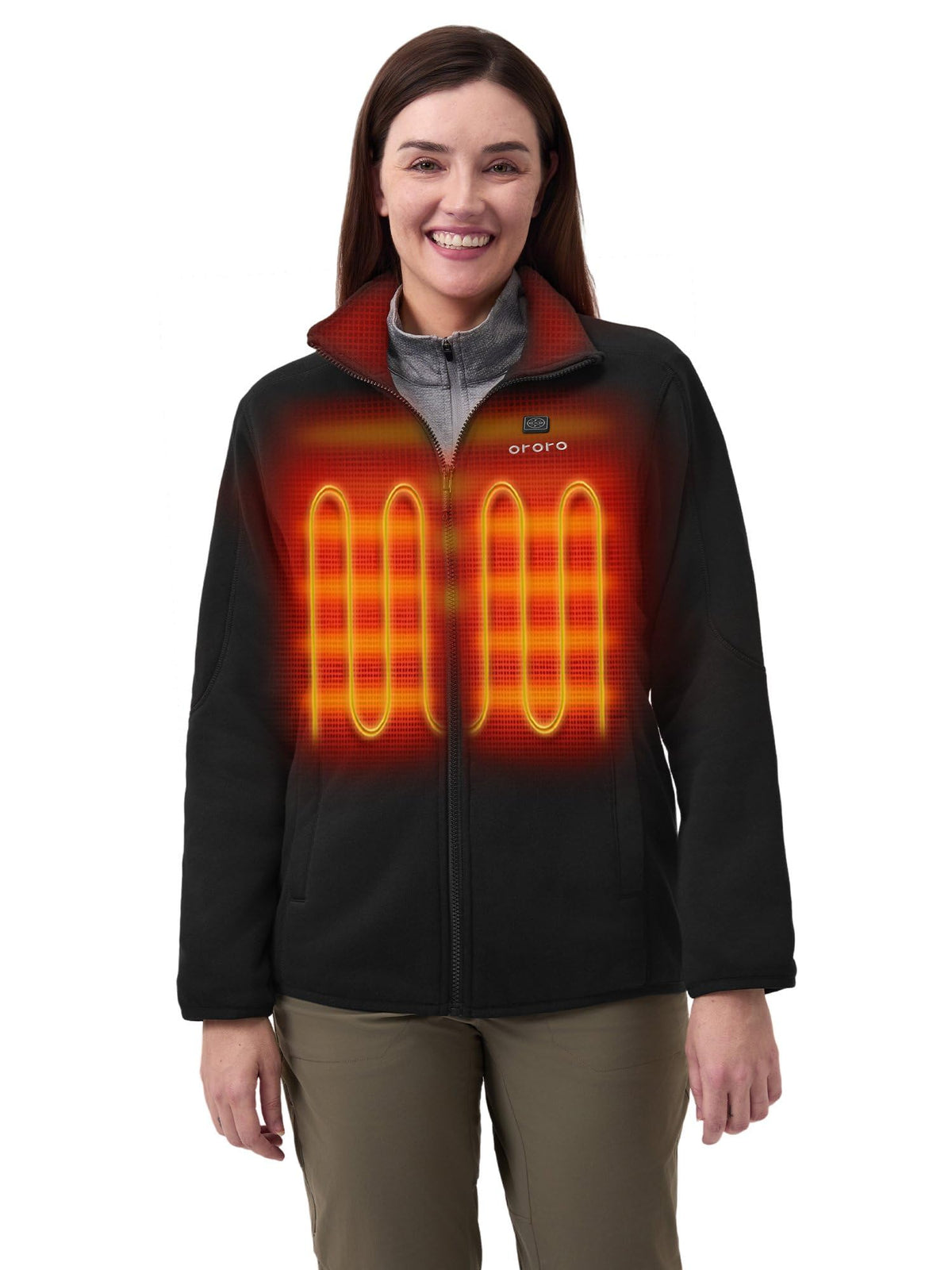 ORORO Women’s Heated Fleece Jacket, Lightweight 4-Zone Heating Layer