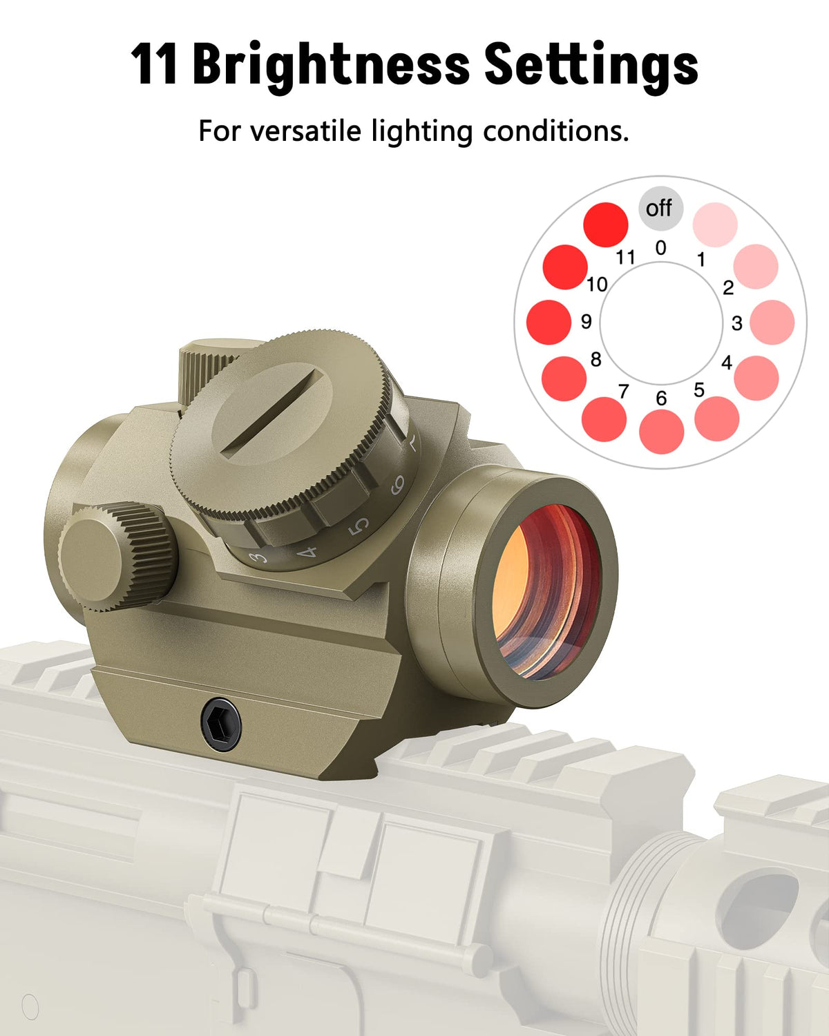 MidTen 2MOA Red Dot Sight 1x25mm Reflex Sight Waterproof & Shockproof & Fog-Proof Red Dot Scope with 1 inch Riser Mount