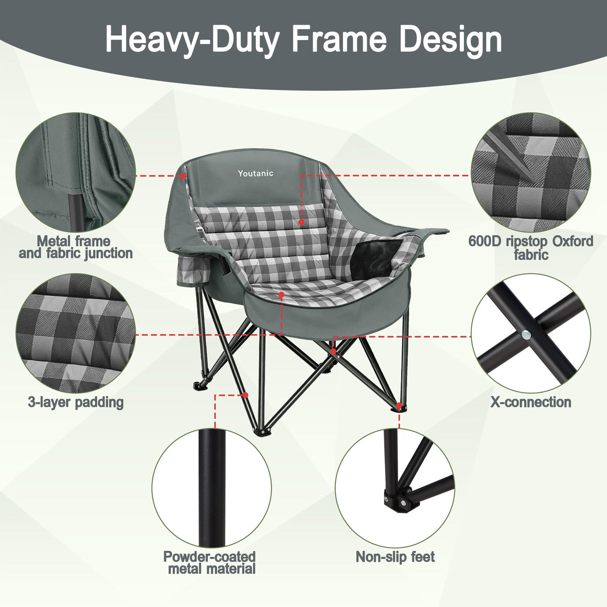 Youtanic Oversized Camping Chair, Portable Folding Camping Chairs