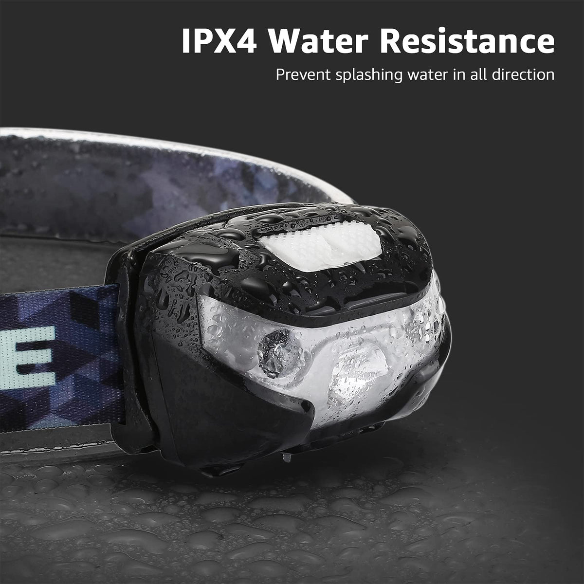 Lepro LED Headlamp Rechargeable IPX4 Waterproof Headlight 5 Modes - Black
