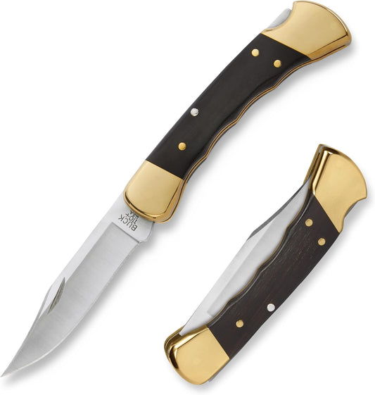 Buck Knives 110 Folding Hunter Knife with Sheath, Finger Grooves, 7.2 oz