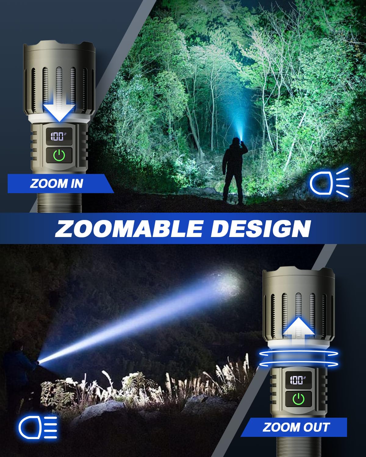 Victoper LED Flashlight 2 Pack, Bright Tactical Torch High Lumens 5 Modes, Waterproof Zoomable Flash Light for Outdoor, Birthday Gifts for Men, Dorm Room Hiking Camping Essentials Gear for Guys