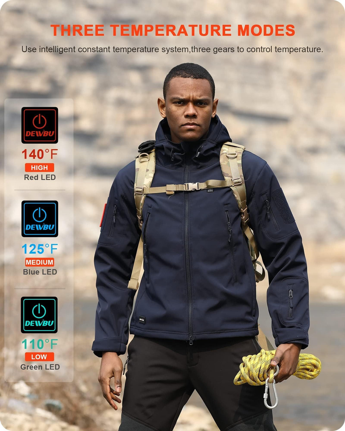 DEWBU Heated Jacket for Men with 12V Battery Pack
