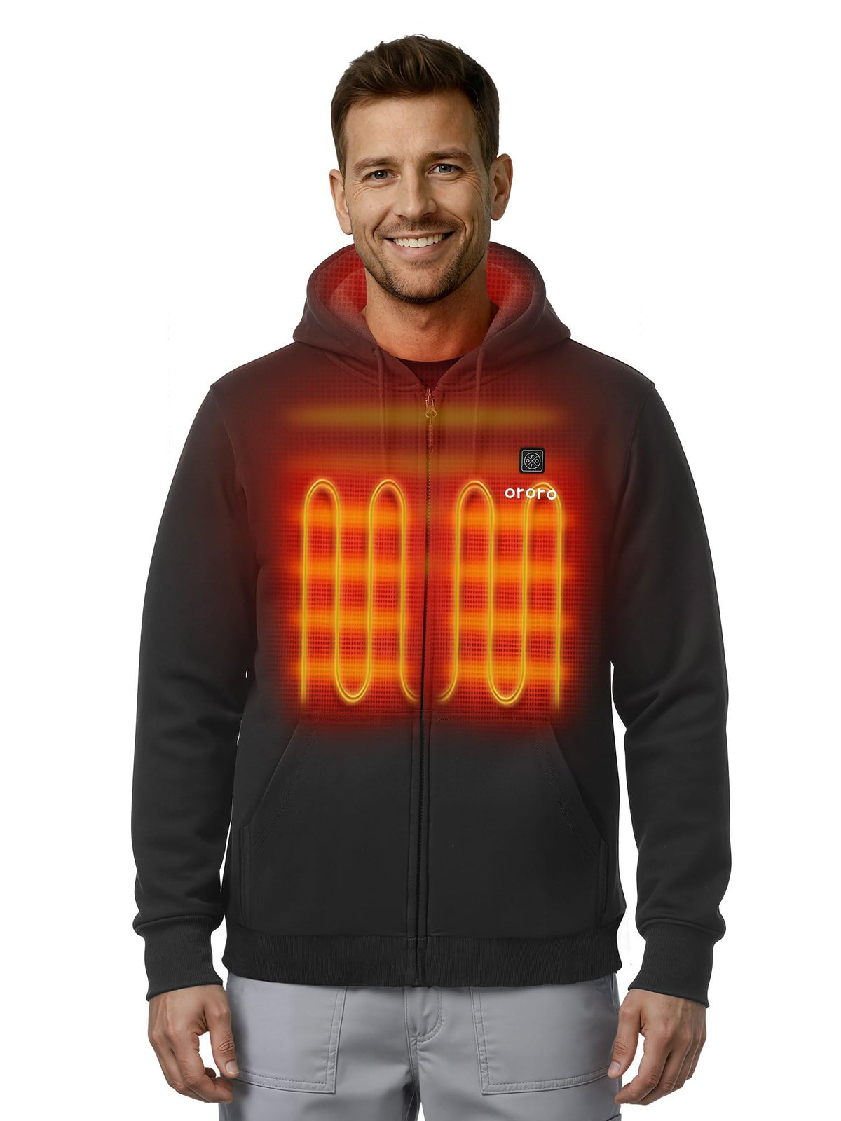 ORORO Unisex Heated Hoodie with Battery, 4-Zone Heating Fleece Hoodie