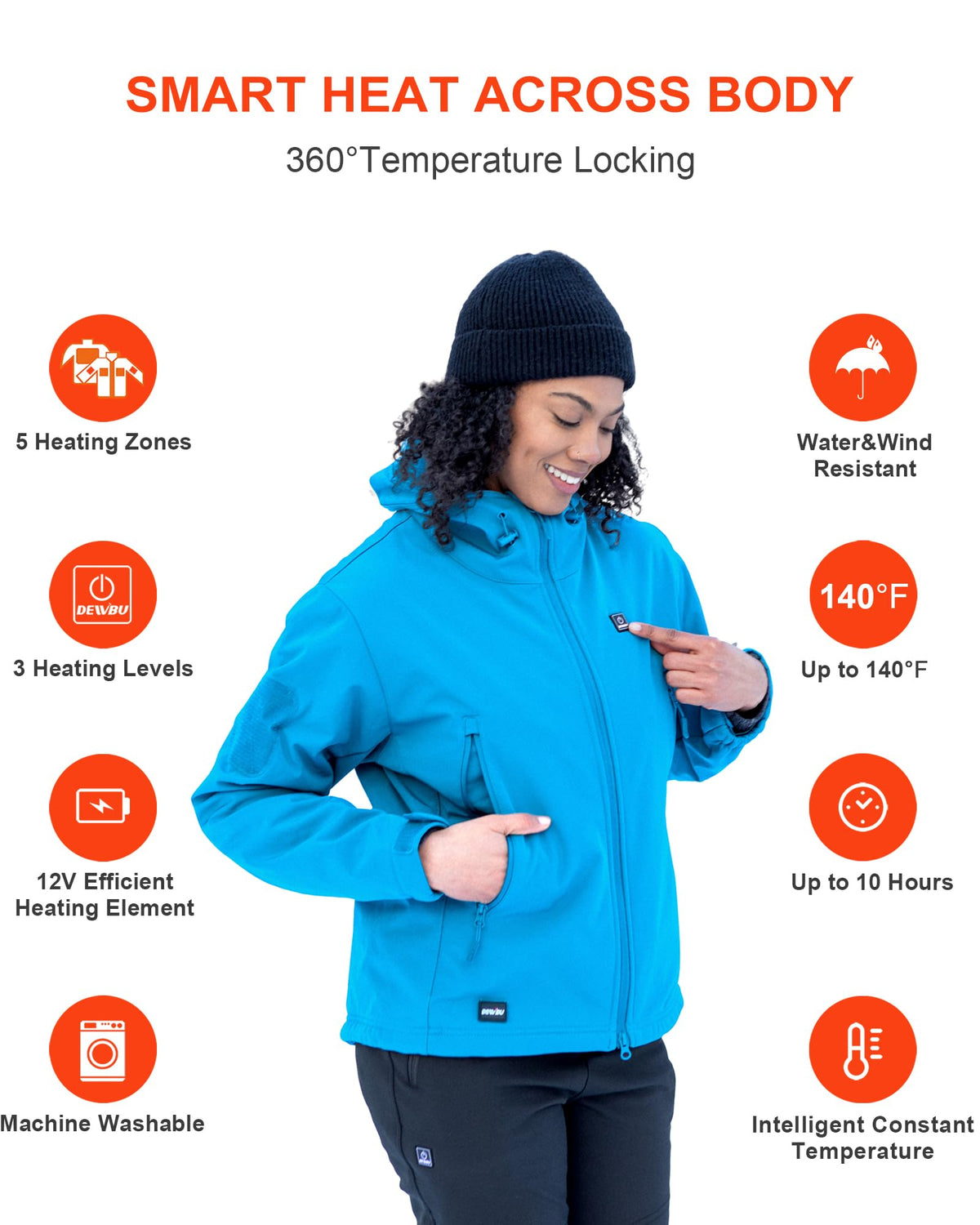 DEWBU Heated Jacket for Women with 12V Battery Pack Winter