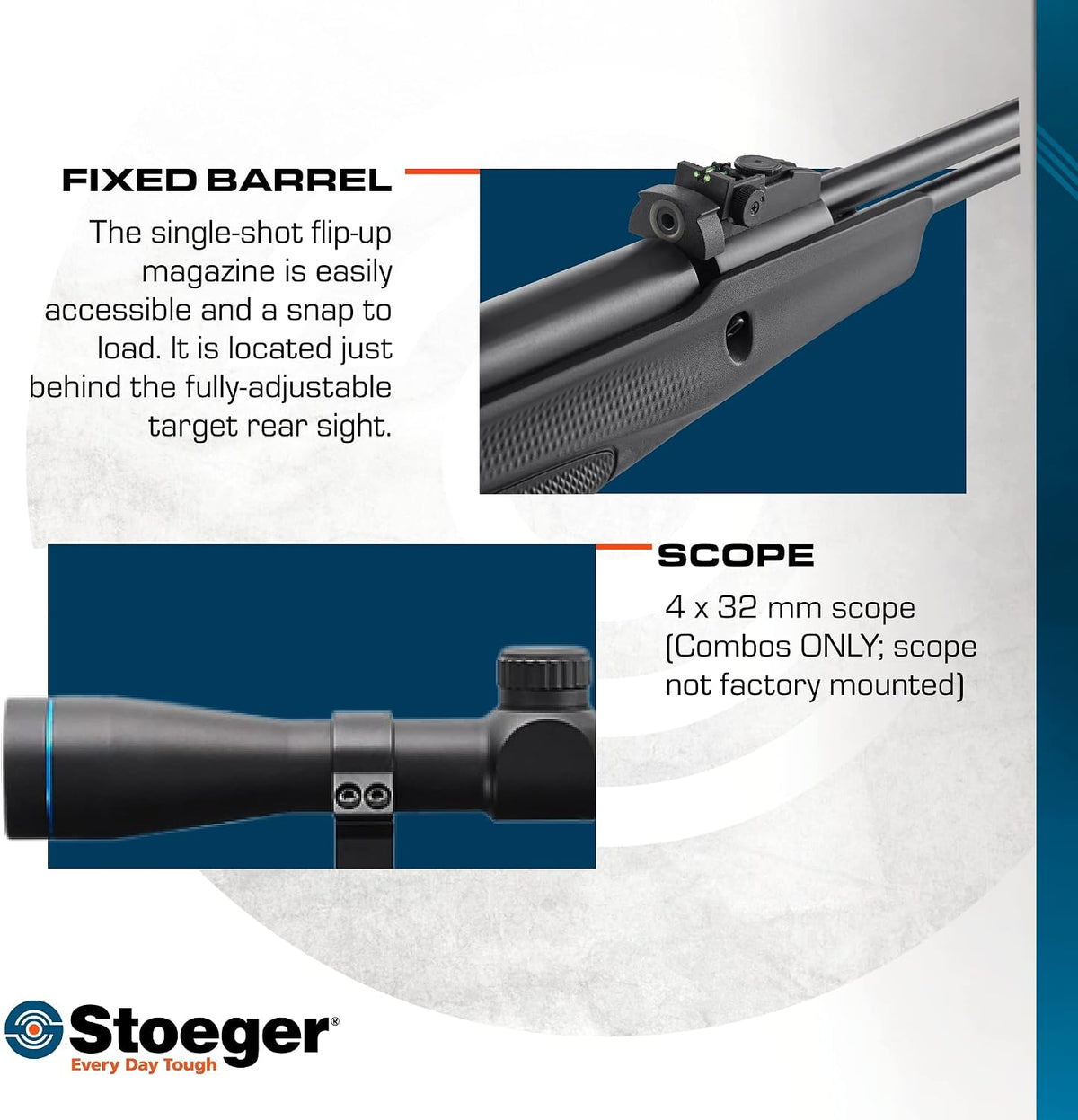 Stoeger S6000-E .22 Caliber Underlever Pellet Air Rifle, 1000 FPS