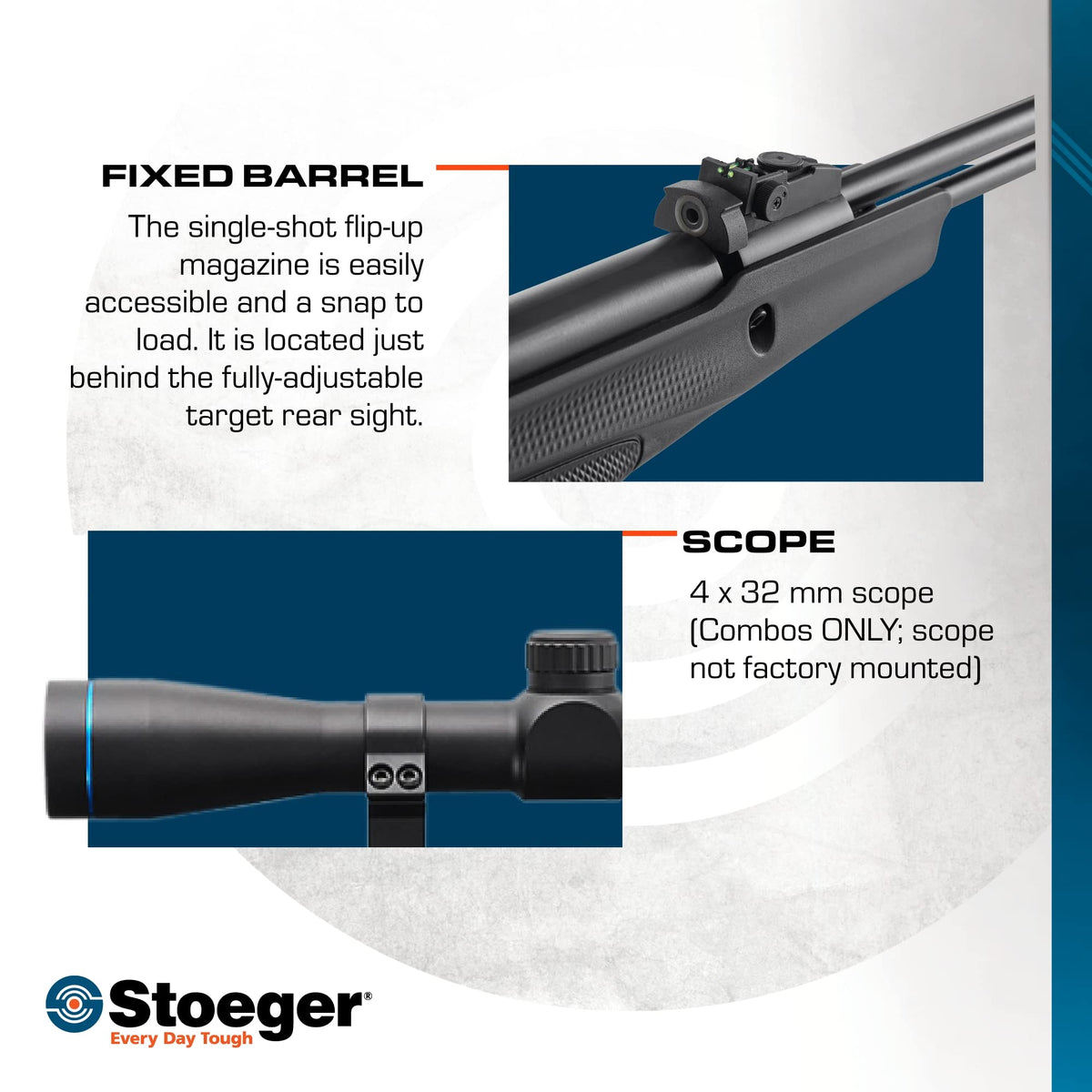 Stoeger S6000-E .22 Caliber Underlever Pellet Air Rifle, 1000 FPS