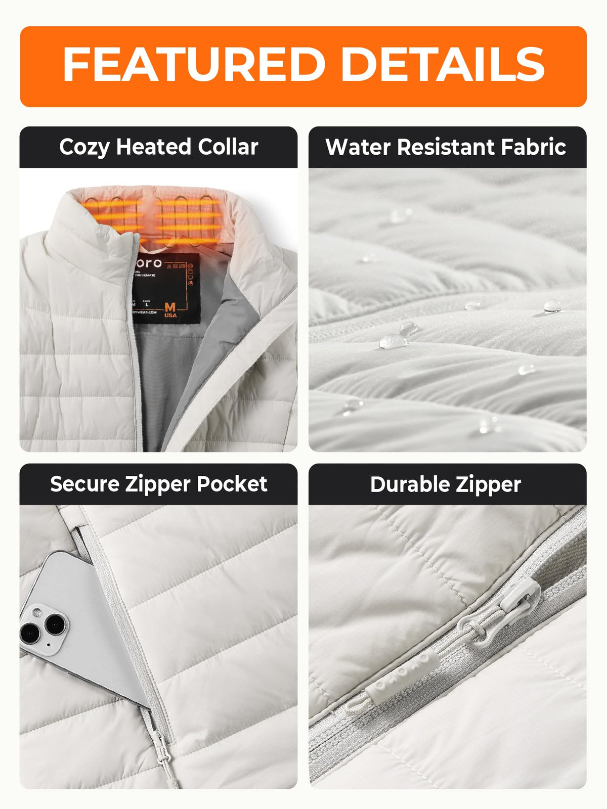 ORORO Women’s Heated Vest, 4 Heating Zones Lightweight Electric Vest