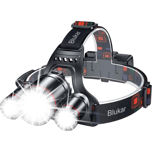 Blukar LED Headlamp Rechargeable,Ultra Bright Headlight with 3 Lights