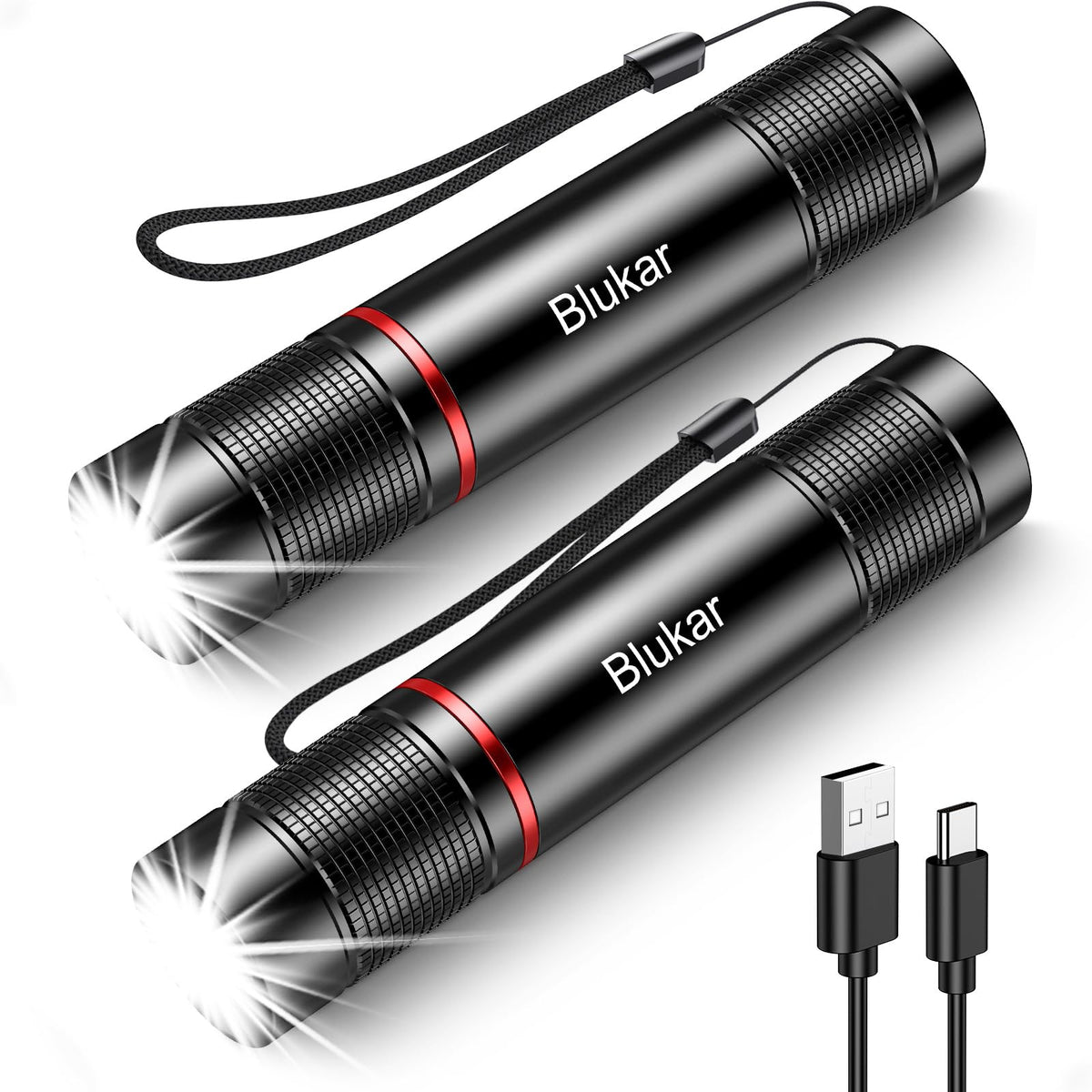 Blukar Rechargeable Flashlight, Super Bright Adjustable Focus Flashlights