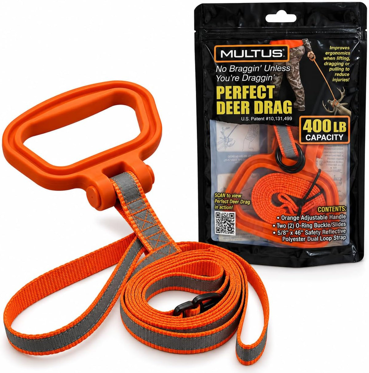 MULTUS Deer Drag Rope & Strap - Heavy Duty Deer Puller for Hunting - Unique Gifts for Hunters, Dad, Men Who Have Everything - Hunting Essentials & Accessories