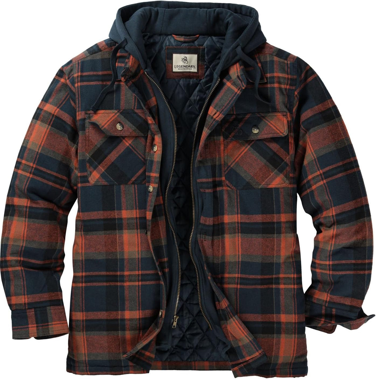 Legendary Whitetails Mens Flannel Shirt Jacket Hooded Insulated Shacket