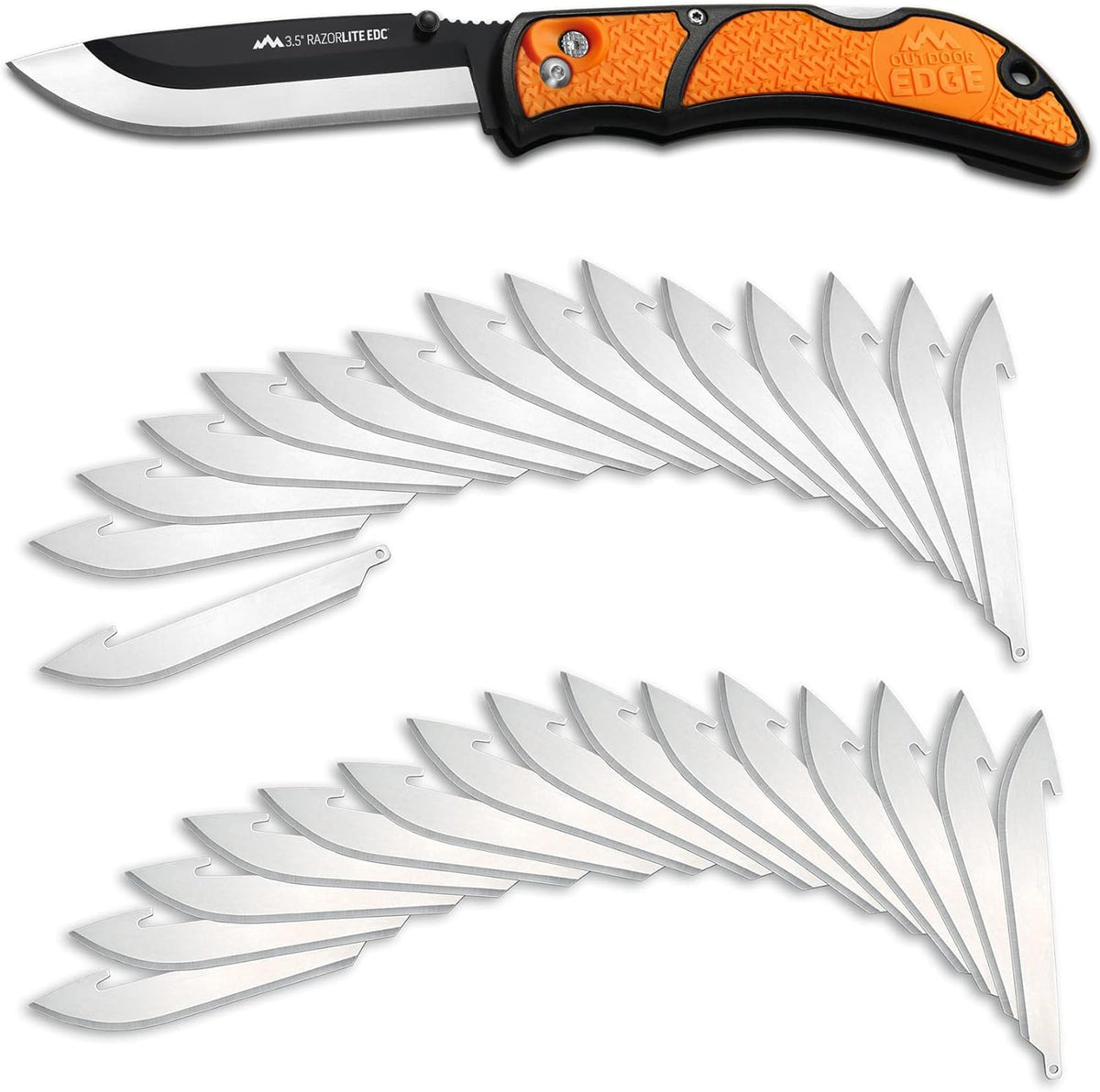 OUTDOOR EDGE 3.5" RazorLite EDC Pocket Knife (Obsidian Black), with Replaceable Blades and Clip, Perfect Carry Knive for Camping, Hunting and Survival, Includes 12 Black Steel Drop Point Blades