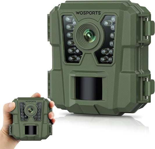 WOSPORTS Mini Trail Camera 30MP 1080P HD Game Camera with Night Vision Motion Activated Waterproof,Trail Cam with Fast Trigger Time for Outdoor Wildlife Monitoring