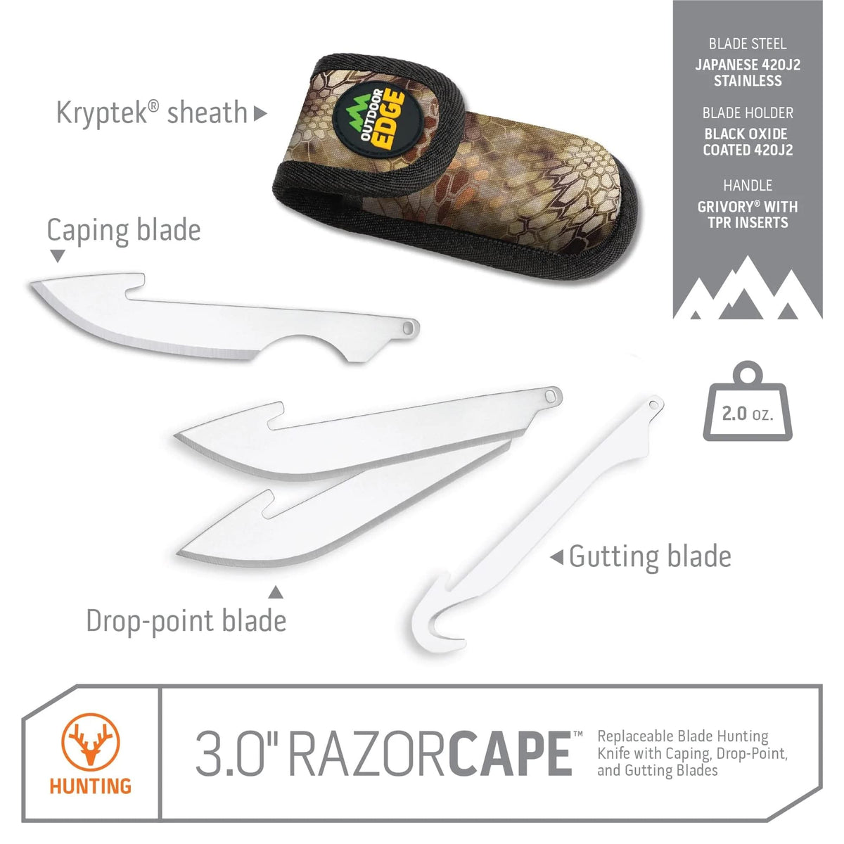 OUTDOOR EDGE 3.0" RazorLite EDC Knife, Blaze Orange