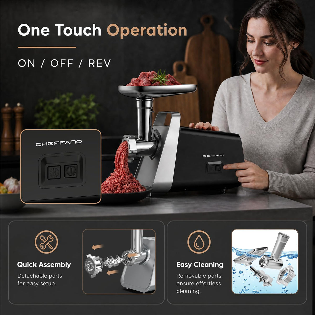 Meat Grinder, 2800W Max Meat Grinder Electric, ETL Approved Heavy Duty Meat Mincer Machine with 2 Blades, 3 Plates, Sausage Stuffer Tubes & Kubbe Kit for Home Kitchen Use