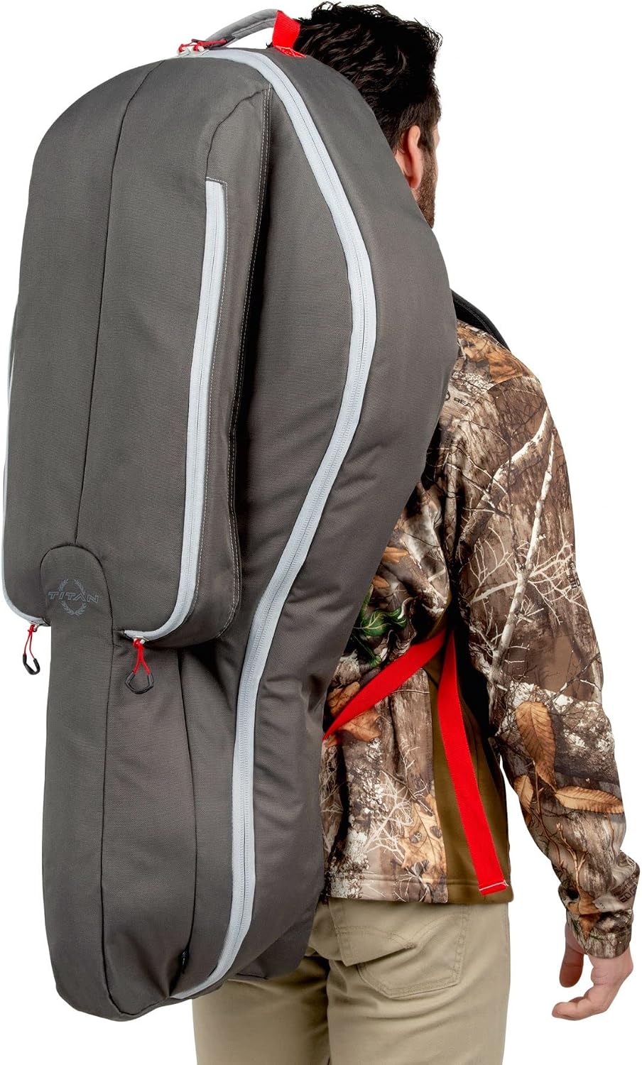 Allen Company Titan Krait Crossbow Case (37"x19.5") Fits Most Narrow Width Bows - Gray/Red - Padded Case - Carry Handle, Backpack Straps - 2 Oversized Pockets for Bolts, Quivers - Crossbow Accessories