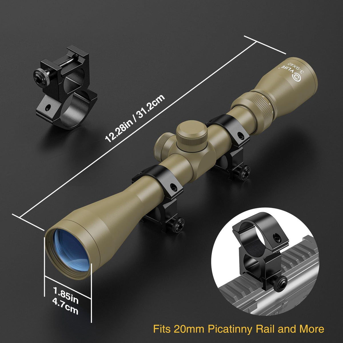 CVLIFE 3-9x40 Optics R4 Reticle Crosshair Scope with Scope Mounts