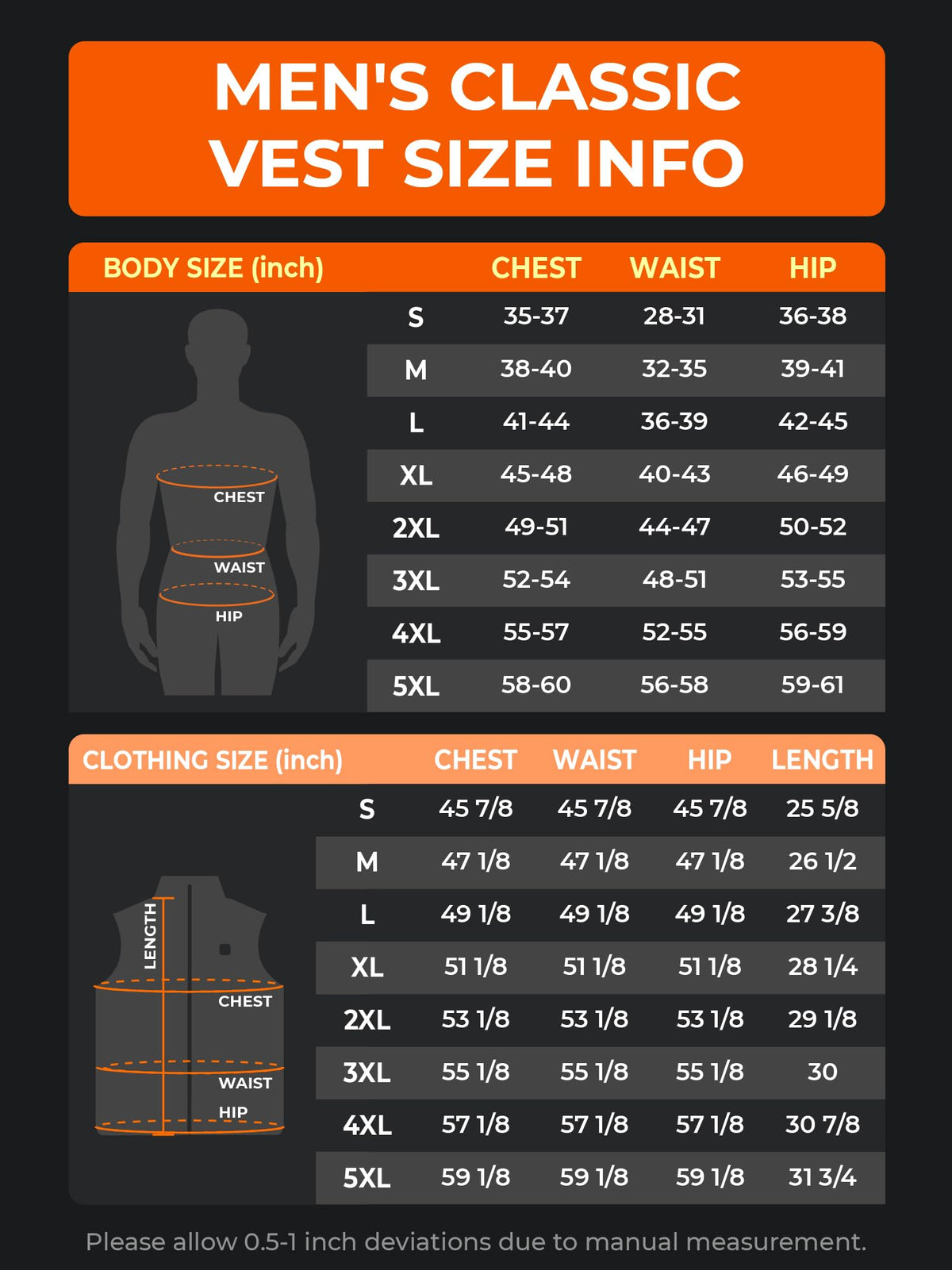 ORORO Men's Heated Vest Lightweight 4-Zone USB-C Battery Heated Puffer Vest