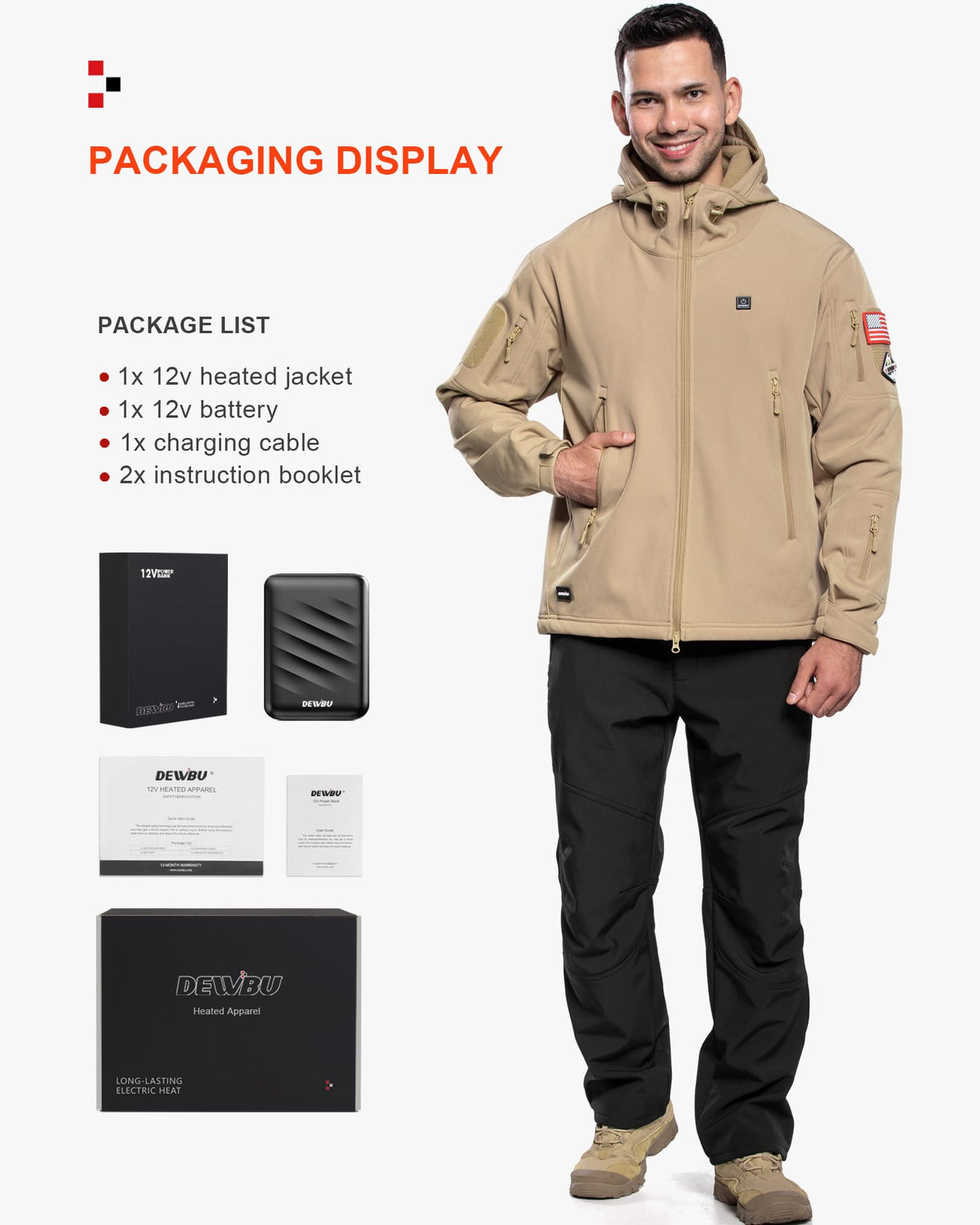 DEWBU Heated Jacket for Men with 12V Battery Pack