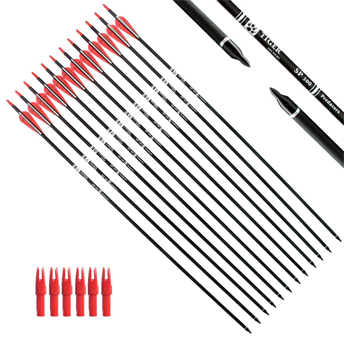30" Carbon Arrows for Compound Recurve Bow Hunting Target