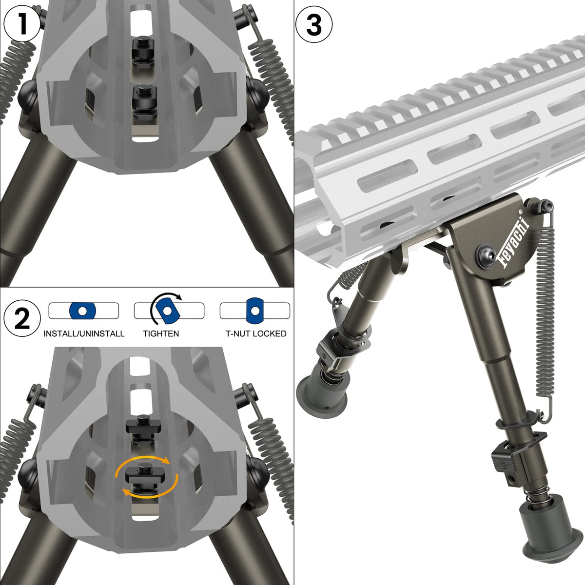 Feyachi B13 Tactical M Lock Bipod 6-9 Inch Lightweight Rifle Bipod Directly Attach to M Lock System for Hunting and Shooting