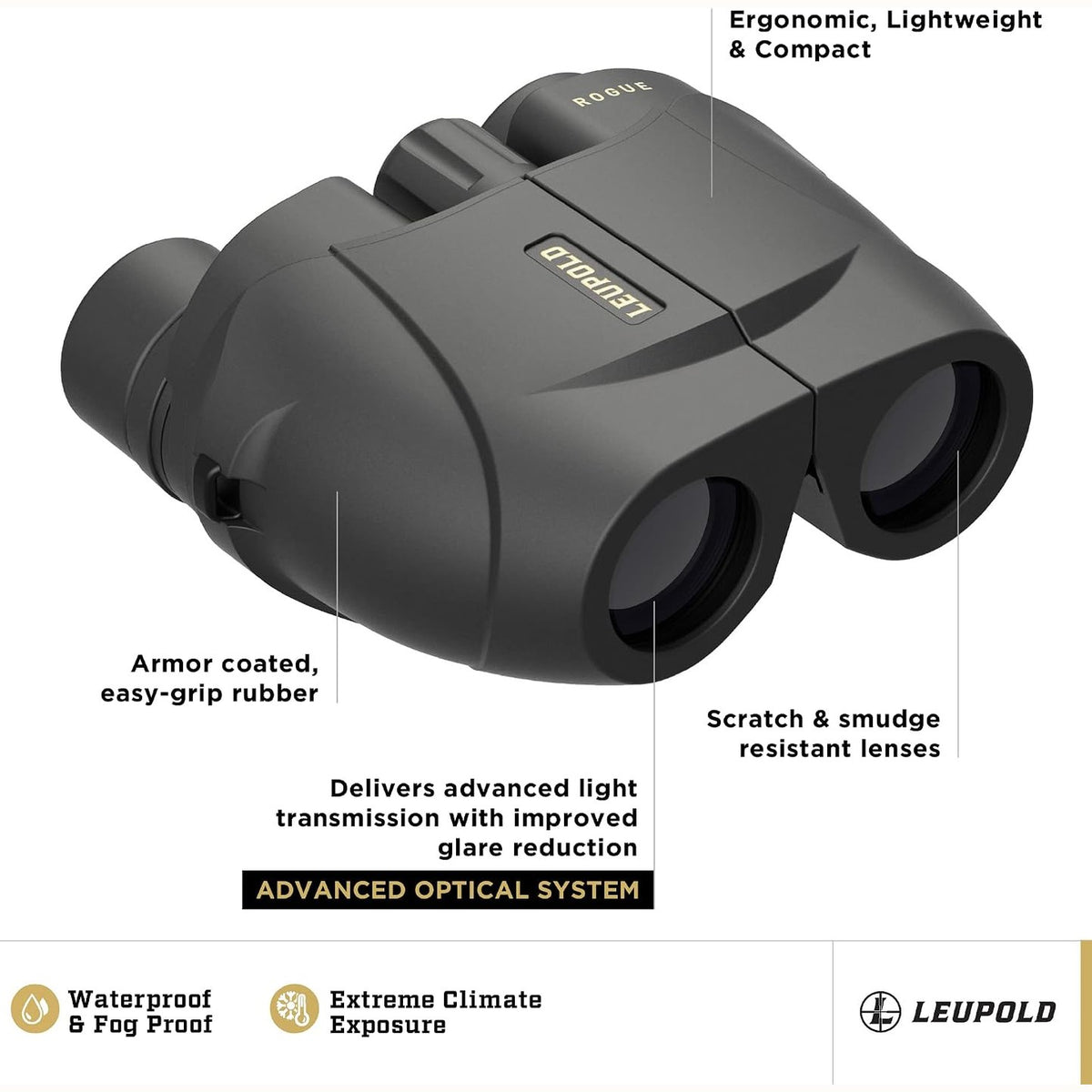 Leupold BX-1 Rogue Binoculars, 10x25mm (59225)
