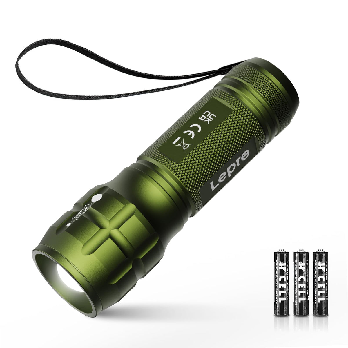 Lepro LED White Light Flashlight, High Lumens Waterproof Adjustable Focus