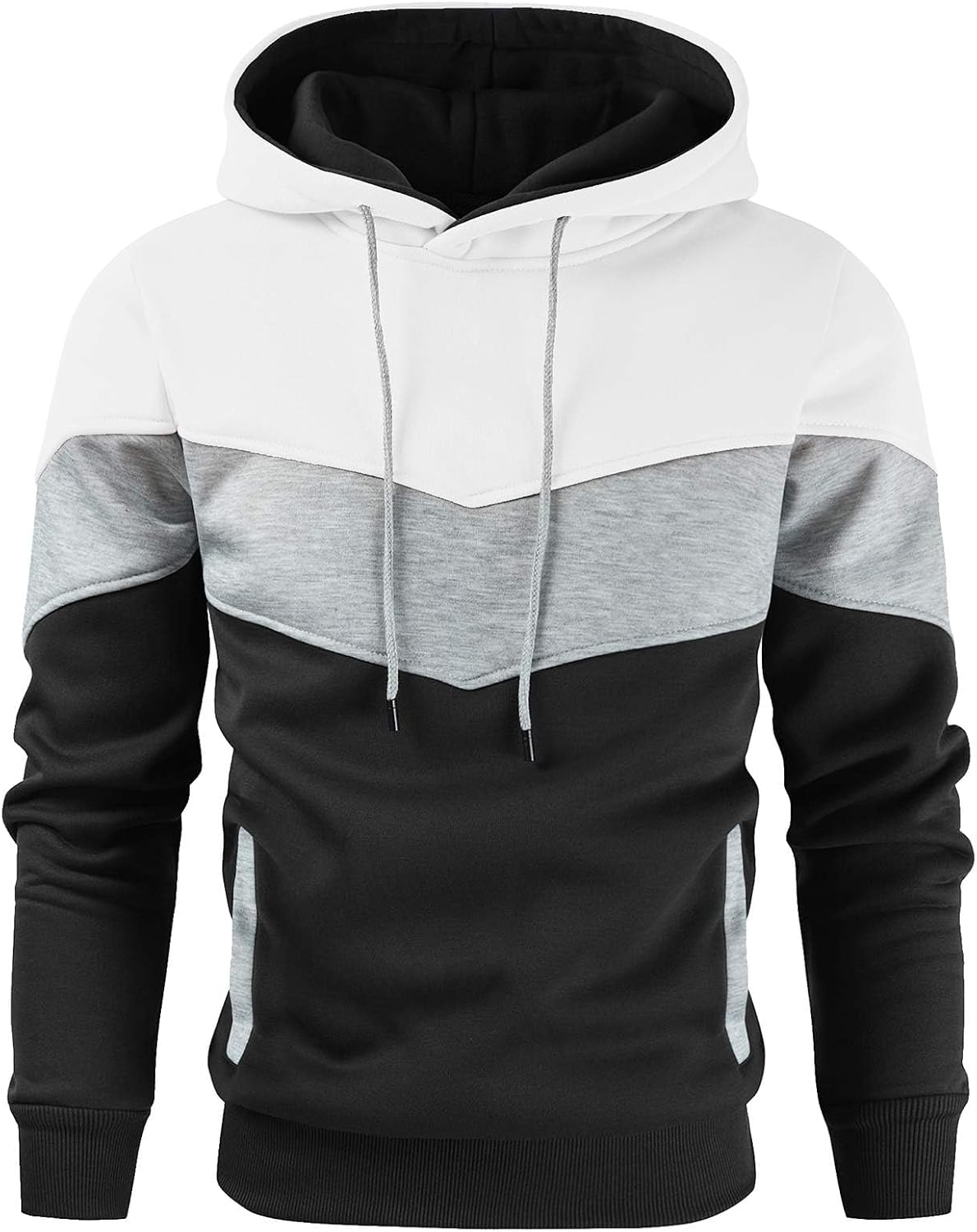 Gesean Men's Novelty Color Block Pullover Fleece Hoodie Casual Sweatshirt
