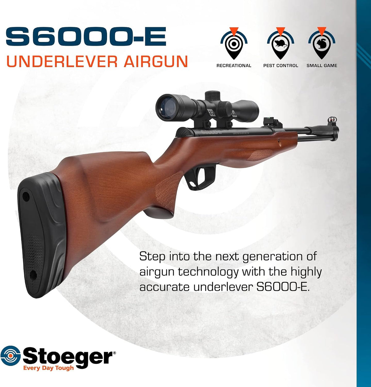 Stoeger S6000-E .22 Caliber Underlever Pellet Air Rifle, 1000 FPS