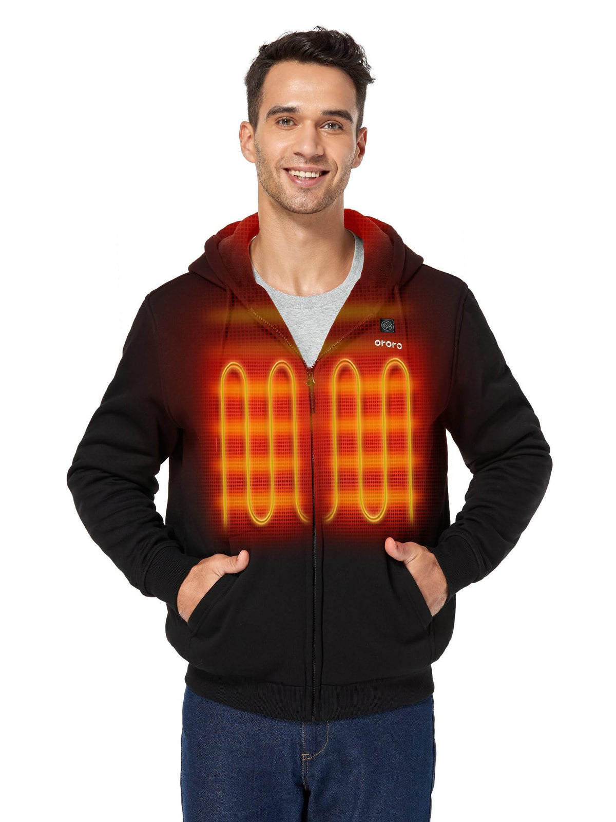 ORORO Unisex Heated Hoodie with Battery, 4-Zone Heating Fleece Hoodie