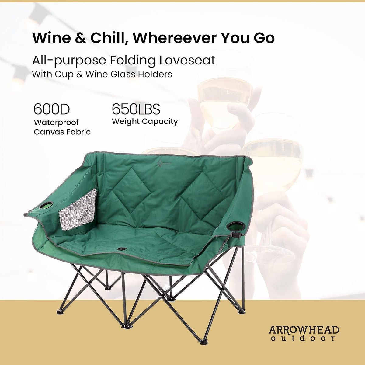 ARROWHEAD OUTDOOR Portable Folding Double Duo Camping Chair Loveseat