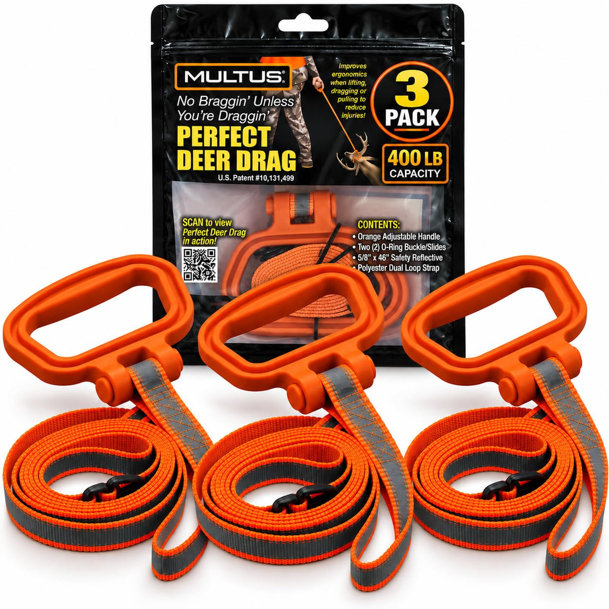 MULTUS Deer Drag Rope & Strap - Heavy Duty Deer Puller for Hunting - Unique Gifts for Hunters, Dad, Men Who Have Everything - Hunting Essentials & Accessories