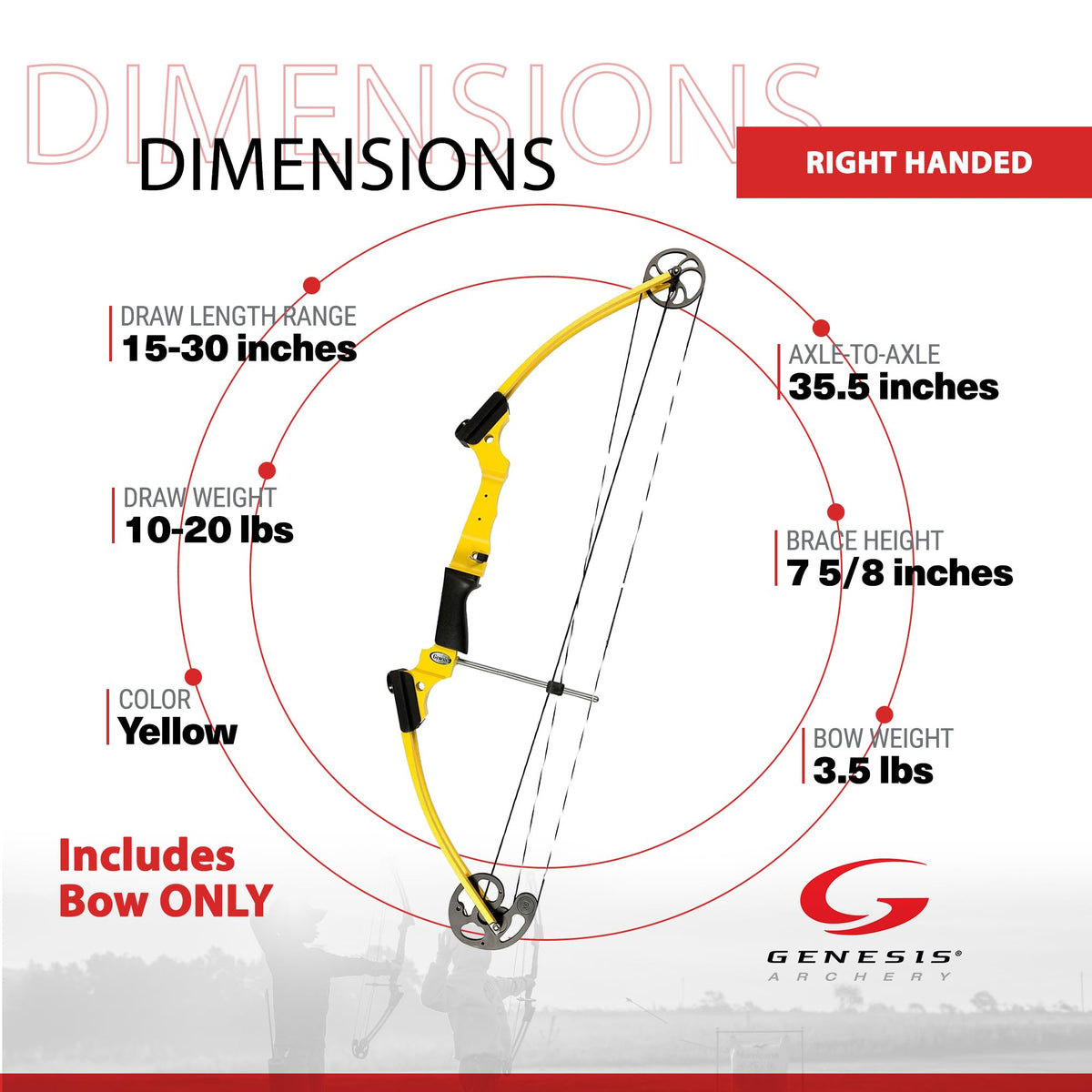 Genesis Archery Original Lightweight Compound Bow with Adjustable Aluminum Riser, 15"-30" Draw Length, 10-20 lb Draw Weight, for Kids and Adults, All Skill Levels