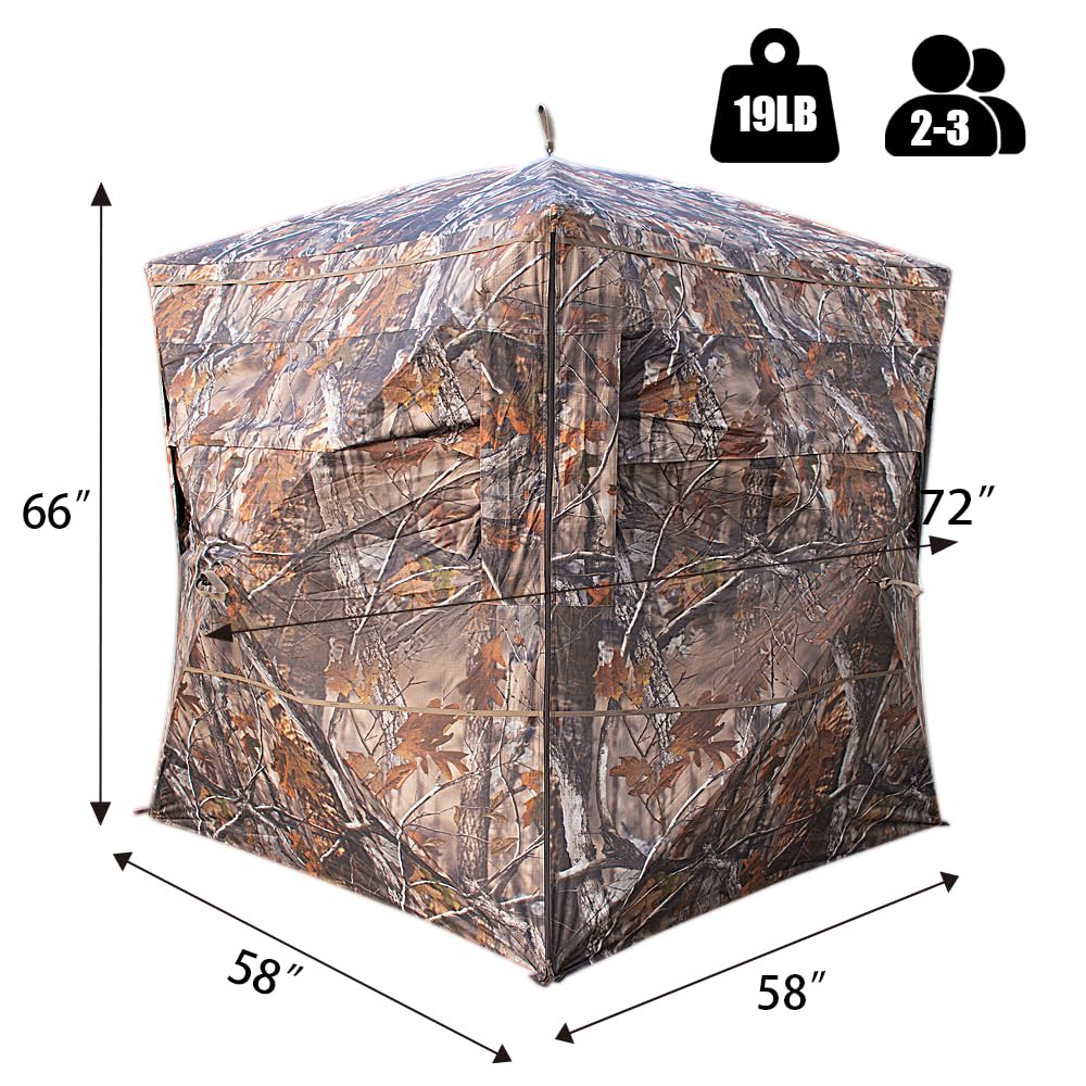 THUNDERBAY SPUR Collector 3 Person Hunting Blind, Portable Ground Blind with Silent Windows, Portable Durable Hunting Tent for Deer & Turkey Hunting
