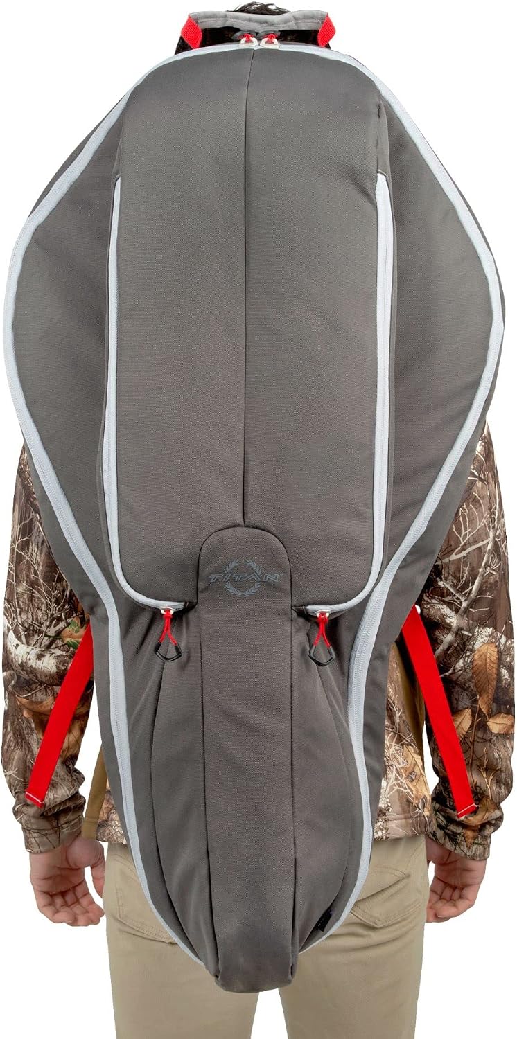 Allen Company Titan Krait Crossbow Case (37"x19.5") Fits Most Narrow Width Bows - Gray/Red - Padded Case - Carry Handle, Backpack Straps - 2 Oversized Pockets for Bolts, Quivers - Crossbow Accessories