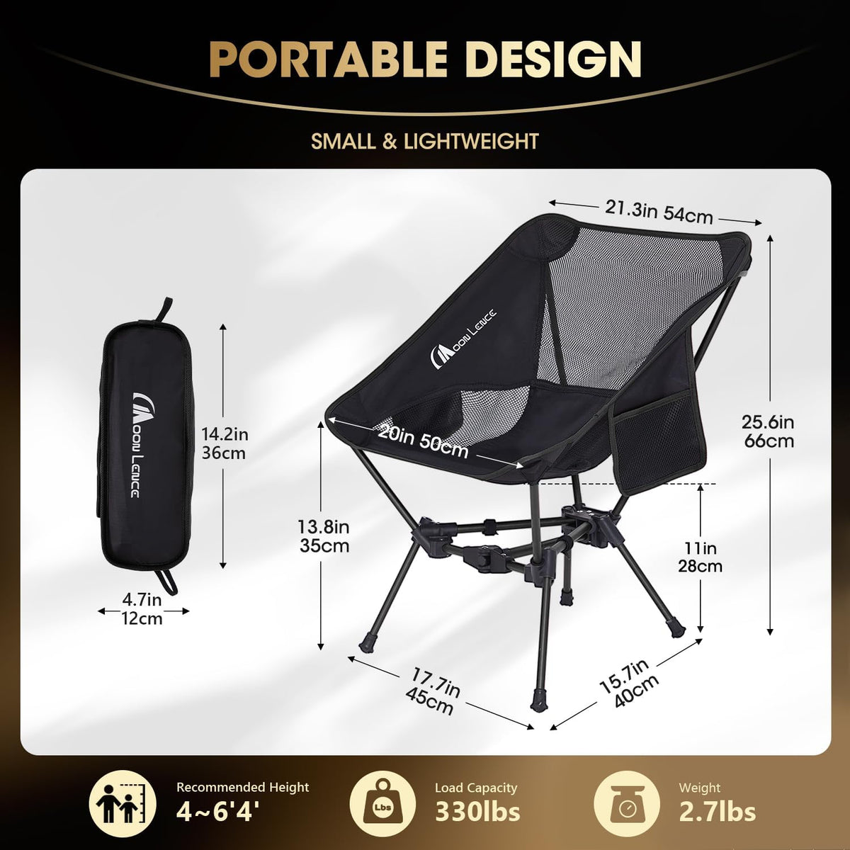 MOON LENCE Camping Chair Portable Backpacking Chair - The 4th Generation Ultralight Folding Chair - Compact, Lightweight Foldable Chairs for Hiking Mountaineering Beach (Green)
