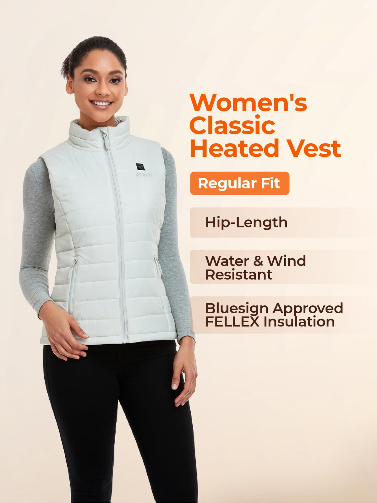 ORORO Women’s Heated Vest, 4 Heating Zones Lightweight Electric Vest