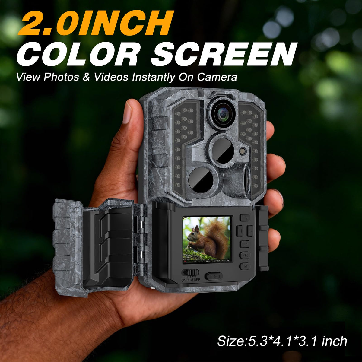 WOSPORTS Trail Camera(Non-Cellular Non-WiFi) 64MP 4K 0.2S Trigger Motion Activated,Game Camera with No-Glow Night Vision 2.0''LCD 120°Wide for Outdoor Scouting Wildlife Monitoring Home Security