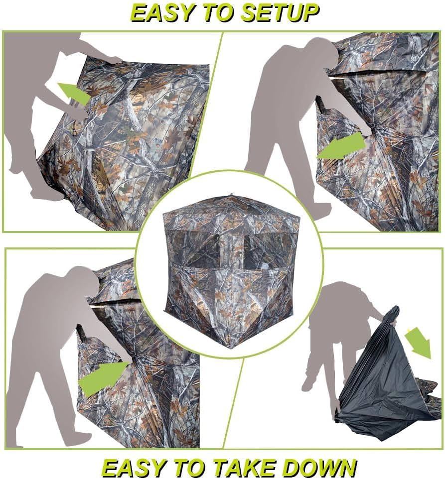 THUNDERBAY SPUR Collector 3 Person Hunting Blind, Portable Ground Blind with Silent Windows, Portable Durable Hunting Tent for Deer & Turkey Hunting