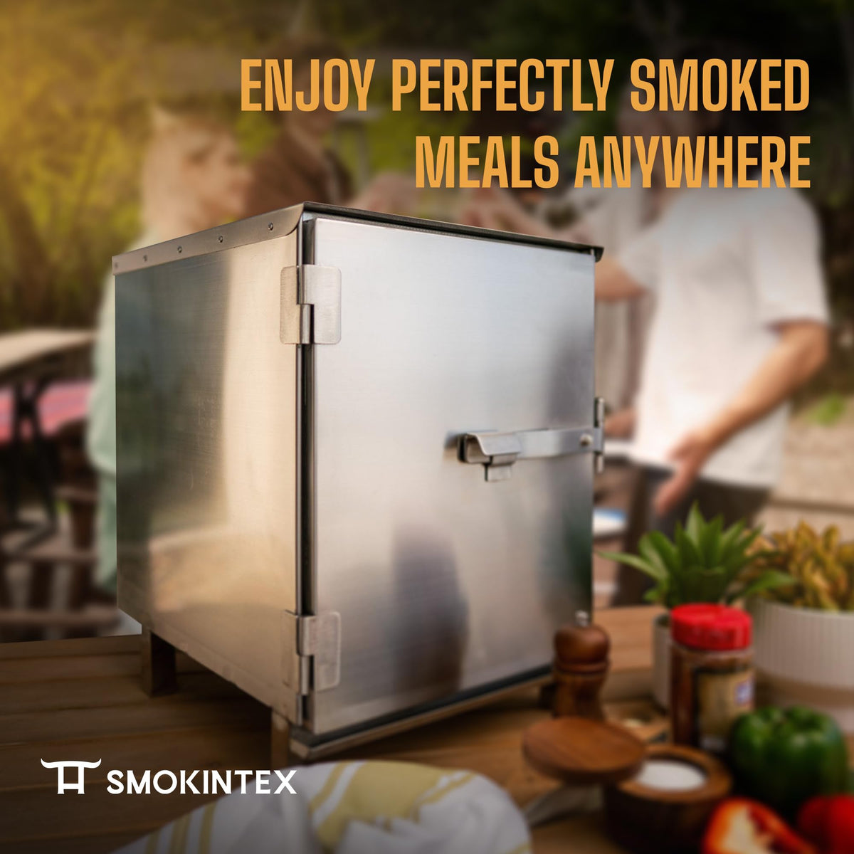 SmokinTex 'The OG' Electric Smoker - Spacious & Insulated Stainless Steel Meat Smoker with 700W Heating, & Temperature Control for BBQ, Jerky, Vegetables