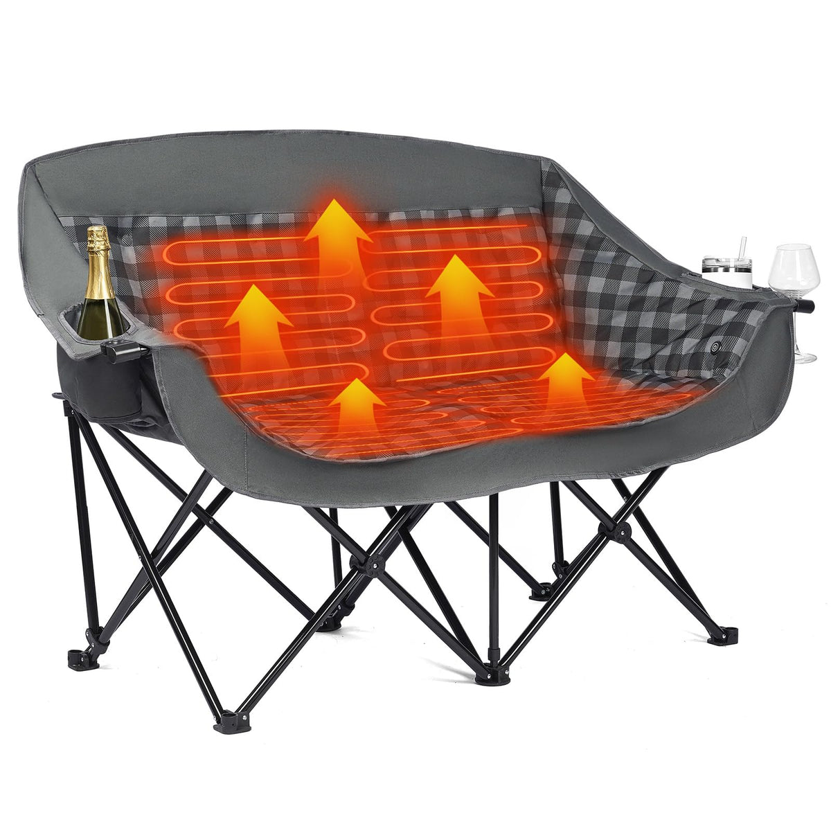 Heated Oversized Camping Chair - Heavy Duty Padded Comfy Warm Outdoor Chair