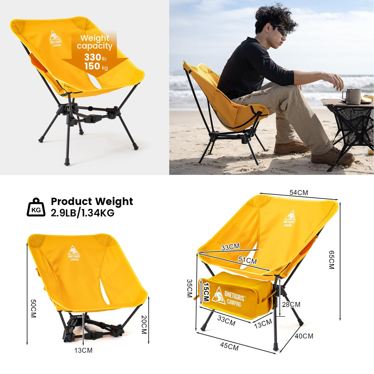 ONETIGRIS Tigerblade Camping Chair, Lightweight Folding Backpacking Hiking Chair, Compact Portable 330 lbs Capacity
